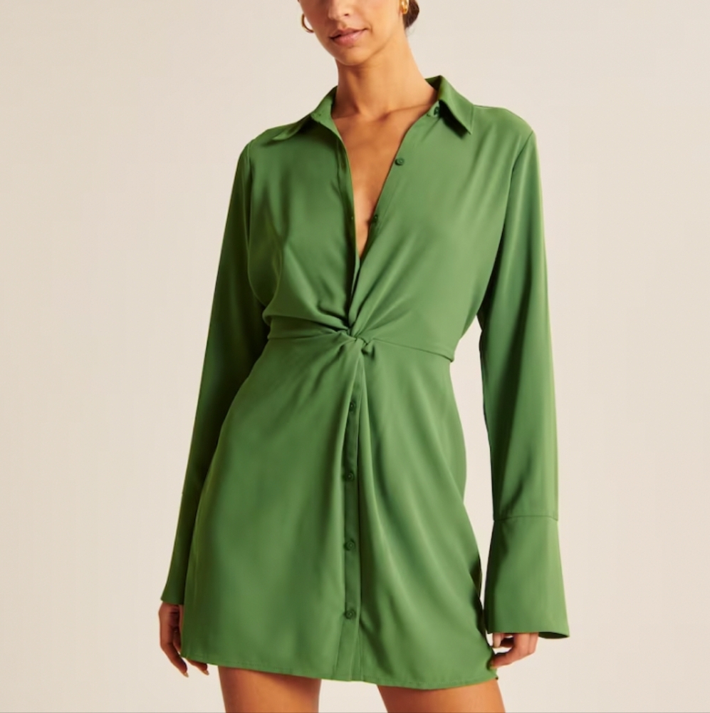 Abercrombie & Fitch Green Twist-Front Dress